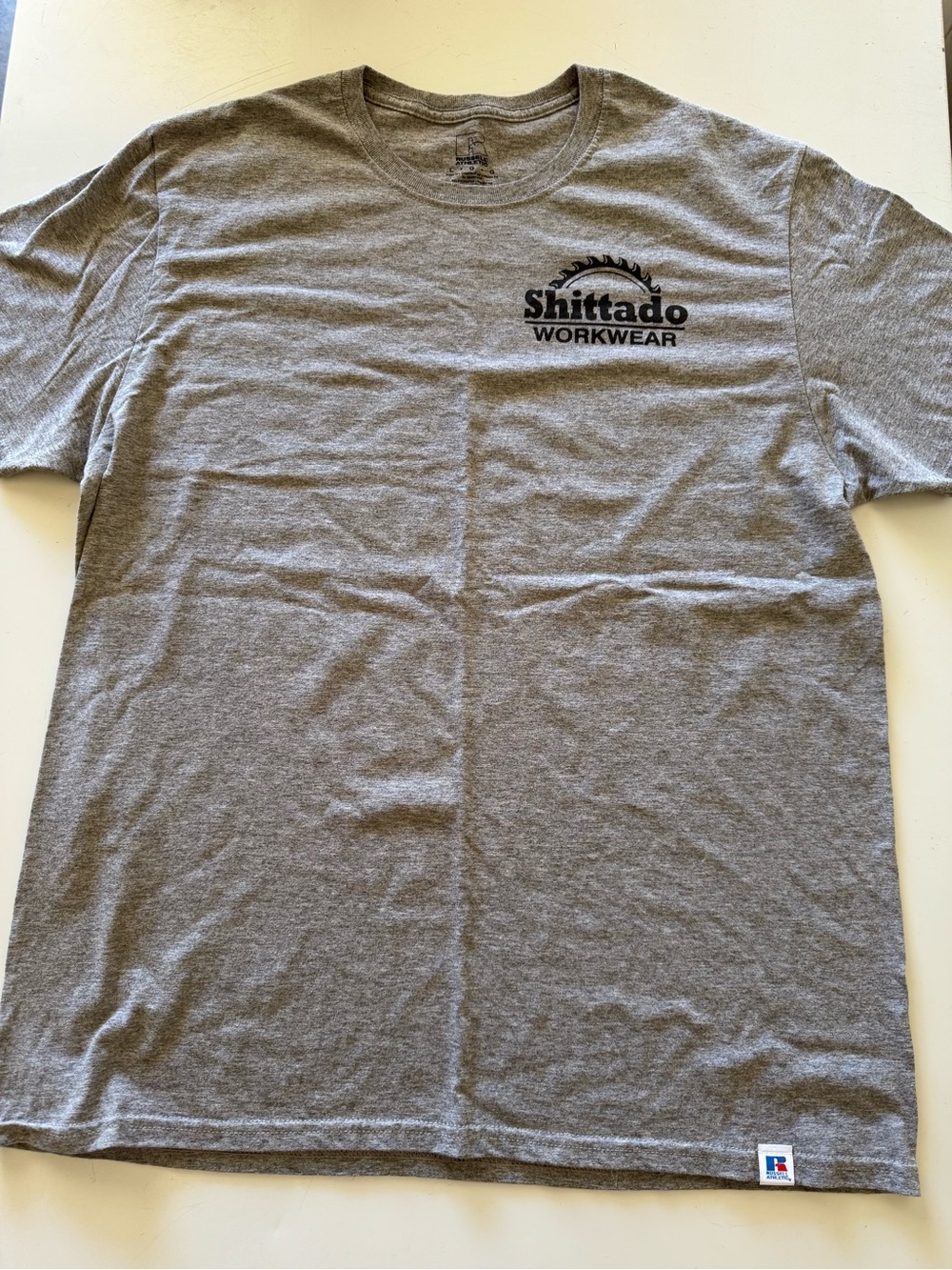 Russell Athletic Gray Short Sleeve Workwear T-Shirt with Logo